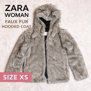 ZARA Woman Hooded Faux Fur Coat – Size XS